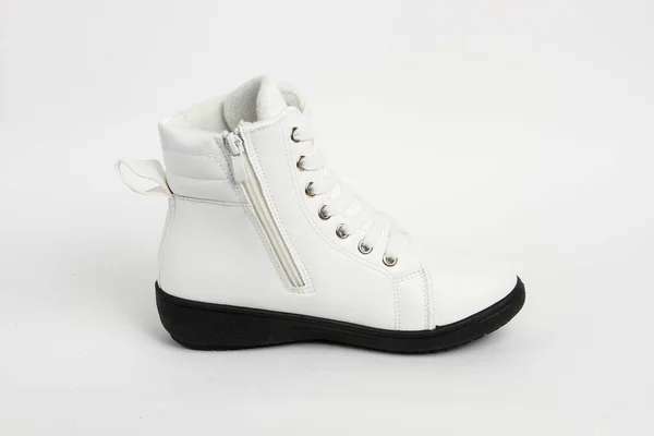 Sapatos Femininos Couro Isolado Fundo Branco — Fotografia de Stock