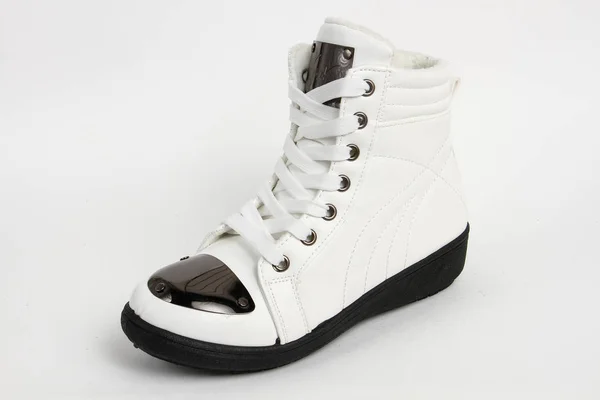 Zapatos Mujer Cuero Aislado Sobre Fondo Blanco —  Fotos de Stock