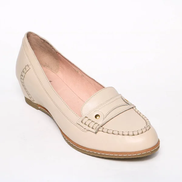 Sapatos Femininos Couro Isolado Fundo Branco — Fotografia de Stock