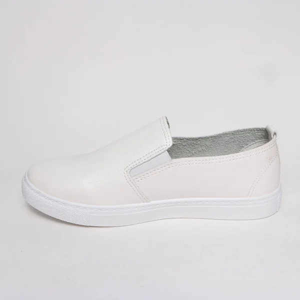 Zapatos Mujer Cuero Aislado Sobre Fondo Blanco — Foto de Stock