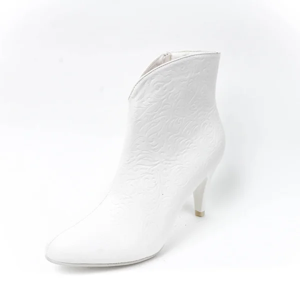 Женская Свадебная Обувь Белом Фоне — стоковое фото