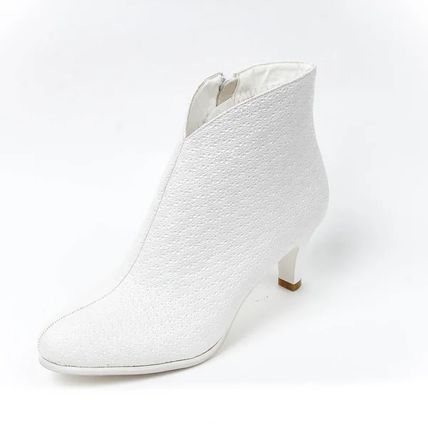 Vrouwen Wedding Schoen Witte Achtergrond — Stockfoto