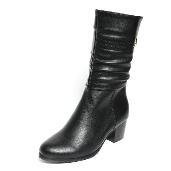 Women Demi Season Shoes Leather Isolated White Background — Stock Photo, Image