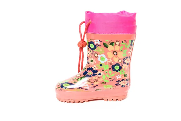 Bottes Pluie Caoutchouc Coloré Pour Enfants Sur Fond Blanc — Photo