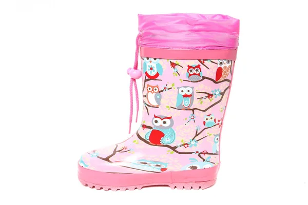 Bottes Pluie Caoutchouc Coloré Pour Enfants Sur Fond Blanc — Photo