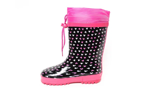 Bottes Pluie Caoutchouc Coloré Pour Enfants Sur Fond Blanc — Photo