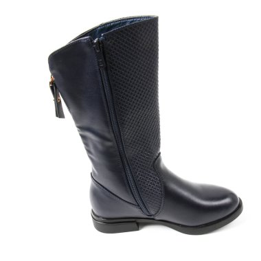 Beyaz arka plan üzerinde izole kadın fotoğraf çizme siyah deri ayakkabı