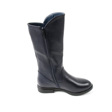 Beyaz arka plan üzerinde izole kadın fotoğraf çizme siyah deri ayakkabı