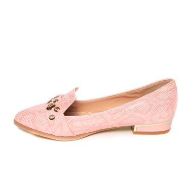 Beyaz arka plan üzerinde izole kadın düz Fotoğraf bej Ayakkabı