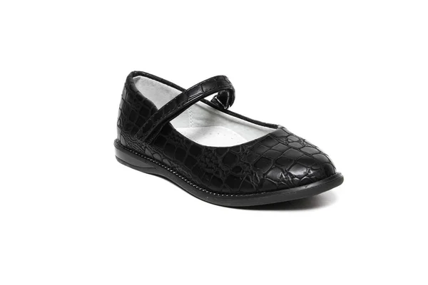 Femmes Photo Plate Chaussures Noires Isolées Sur Fond Blanc — Photo