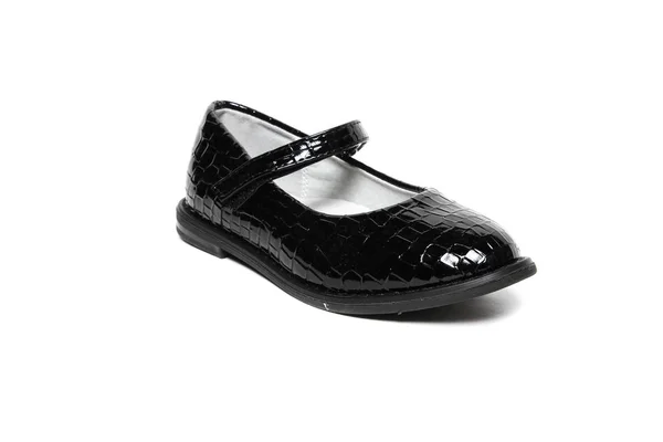 Women Flat Photo Black Shoes Isolated White Background — Stock Photo, Image
