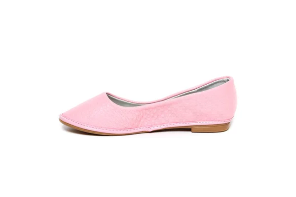 Zapatos Planos Mujer Foto Rosa Aislados Sobre Fondo Blanco —  Fotos de Stock