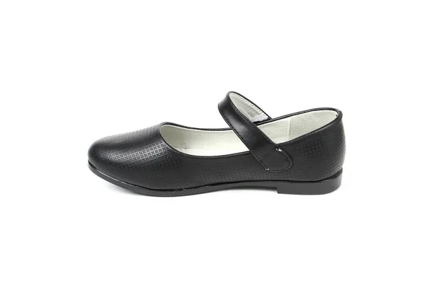 Women Flat Photo Black Shoes Isolated White Background — Stock Photo, Image
