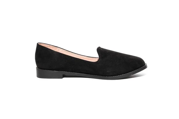 Loafer Foto Zwart Damesschoenen Geïsoleerd Witte Achtergrond — Stockfoto