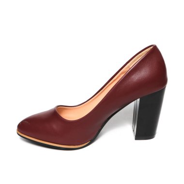 Beyaz arka plan üzerinde renkli izole kadın platformu Bordo Ayakkabı