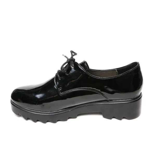 Women Platform Black Shoes Isolated White Background — Stock Photo, Image