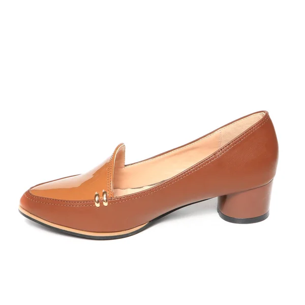 Beyaz Arka Plan Üzerinde Renkli Izole Kadın Kahverengi Platform Ayakkabı — Stok fotoğraf