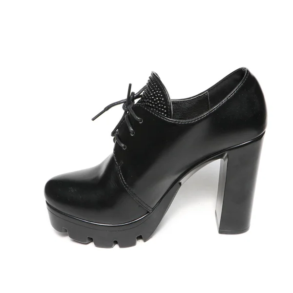 Plataforma Las Mujeres Zapatos Negros Aislados Sobre Fondo Blanco Color —  Fotos de Stock