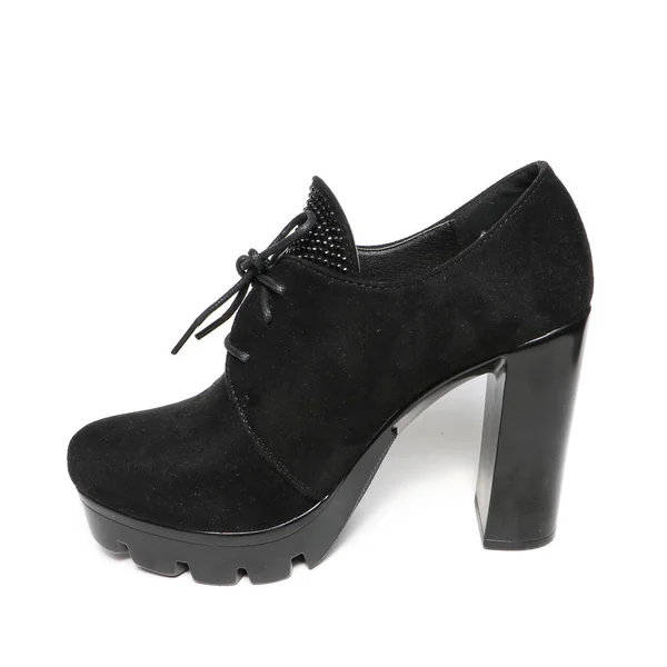 Women Platform Black Shoes Isolated White Background Colored — Stock Photo, Image