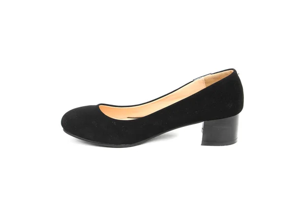 Plate Forme Femme Chaussures Noires Isolées Sur Fond Blanc Coloré — Photo