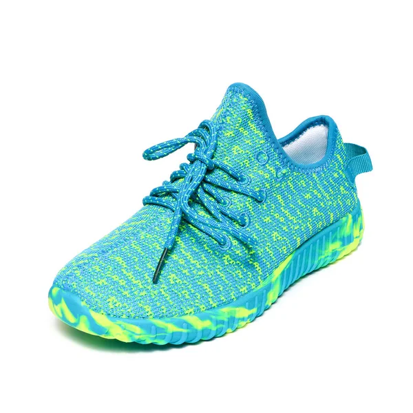 Frauen Coole Grüne Sport Laufschuhe Schuhe Isoliert Auf Weißem Hintergrund — Stockfoto