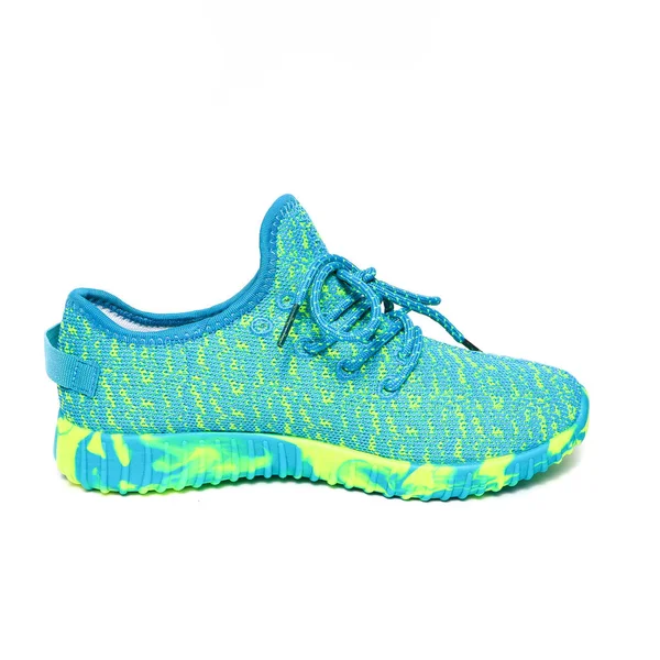 Women Cool Groene Sport Running Sneakers Schoenen Geïsoleerd Een Witte — Stockfoto