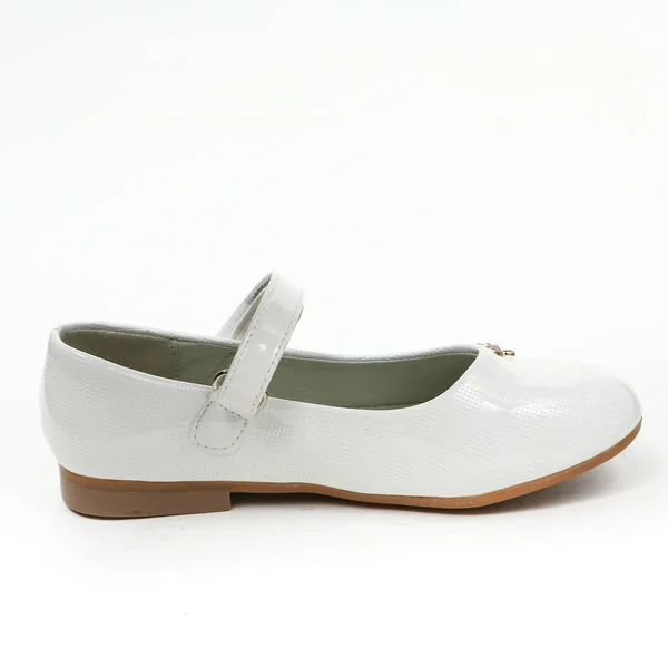 Γυναικεία Δερμάτινα Παπούτσια Ντεμί Σεζόν Λευκό Φόντο — Φωτογραφία Αρχείου