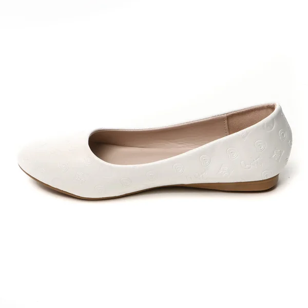 Γυναικεία Δερμάτινα Παπούτσια Ντεμί Σεζόν Λευκό Φόντο — Φωτογραφία Αρχείου