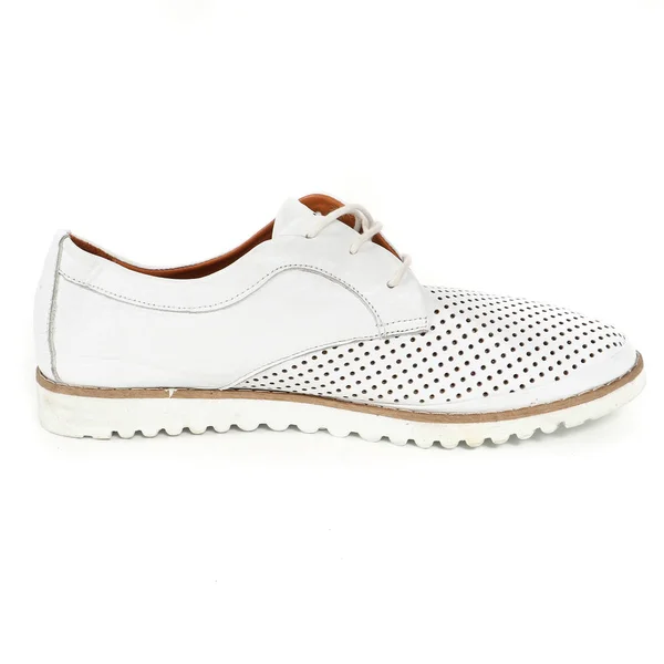 Chaussures Demi Saison Pour Femmes Cuir Sur Fond Blanc — Photo