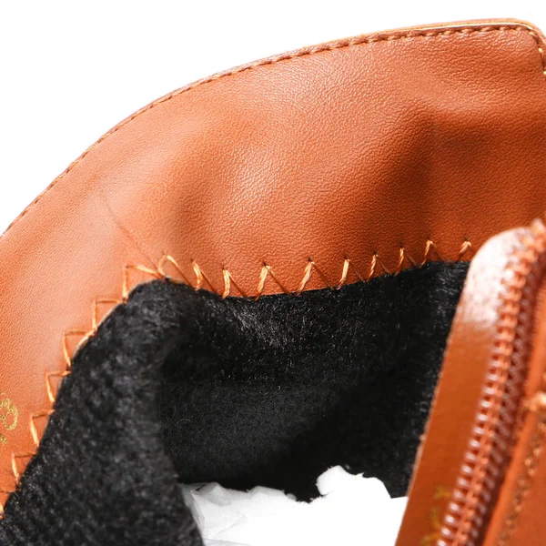 Delen Van Schoeisel Een Witte Achtergrond Detail Schoenen Met Veters — Stockfoto