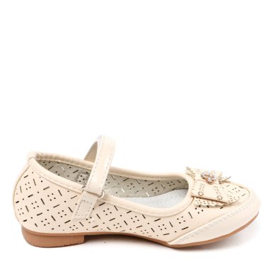 Kadın ayakkabı deri üzerinde beyaz arka plan izole daireler. İyi görünüm PIC ürün photostudio shooted.