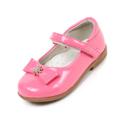 Kadın ayakkabı deri üzerinde beyaz arka plan izole daireler. İyi görünüm PIC ürün photostudio shooted.