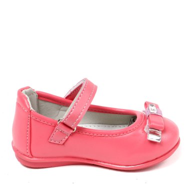 Kadın ayakkabı deri üzerinde beyaz arka plan izole daireler. İyi görünüm PIC ürün photostudio shooted.