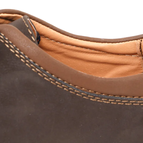 Partes Calçado Fundo Branco Sapatos Detalhe Com Elementos Esculpidos Cadarços — Fotografia de Stock