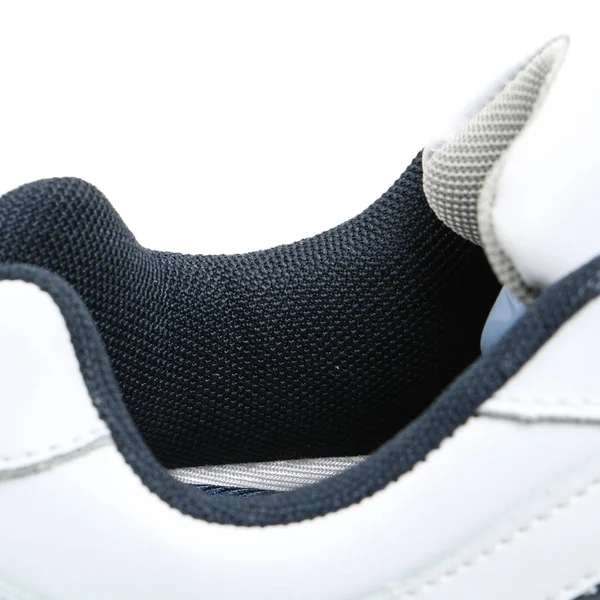 Partes Calçado Fundo Branco Sapatos Detalhe Com Elementos Esculpidos Cadarços — Fotografia de Stock