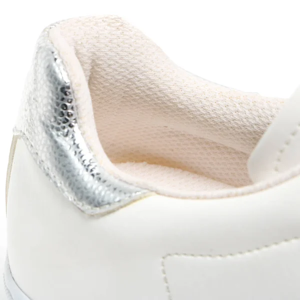 Μέρη Υποδημάτων Λευκό Φόντο Λεπτομέρεια Παπούτσια Σκαλιστά Στοιχεία Κλείσιμο Κορδόνια — Φωτογραφία Αρχείου