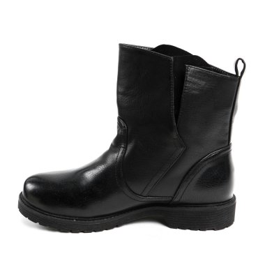 Kadın demi-sezon beyaz arka plan üzerinde izole deri ayakkabılar. E-ticaret ve Katalog için ürün stüdyoda çekim güzel fotoğraf pic.