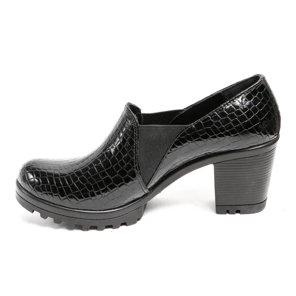 Mulheres Demi Temporada Sapatos Couro Isolado Fundo Branco Tiro Foto — Fotografia de Stock