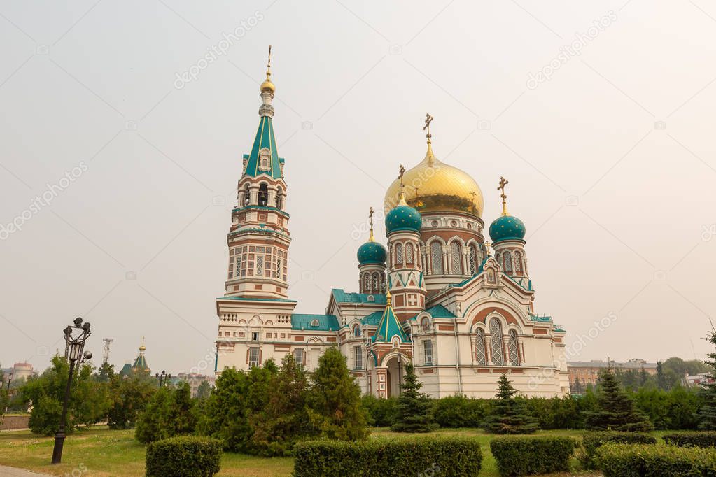 Omsk, Russia - July 29, 2019: beauty of our city center Omsk