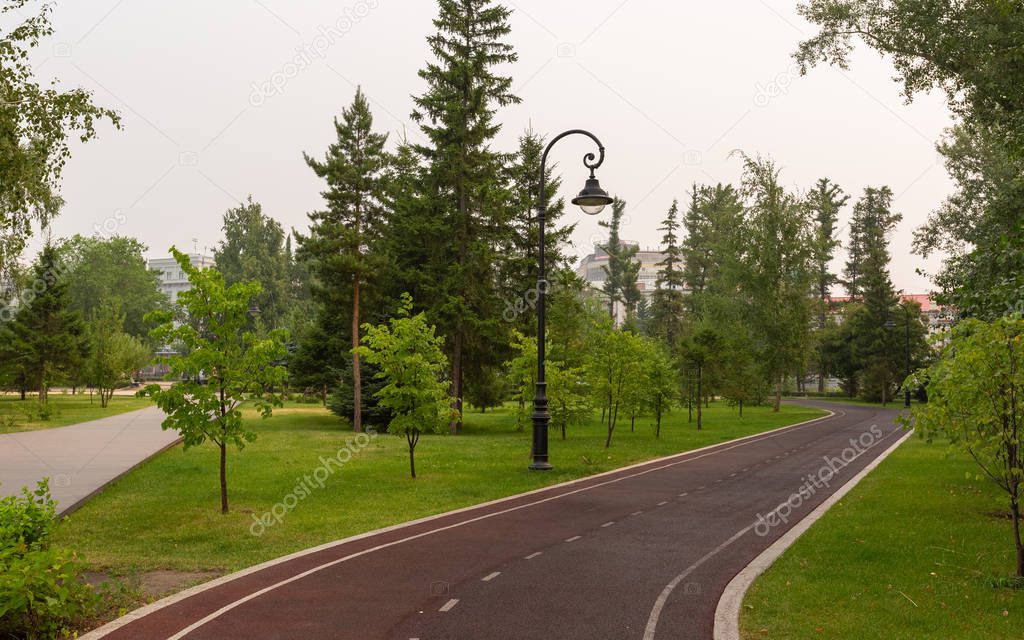 Omsk, Russia - July 29, 2019: beauty of our city center Omsk