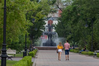 Omsk, Rusya-29 Temmuz 2019: şehir merkezinin güzelliği Omsk