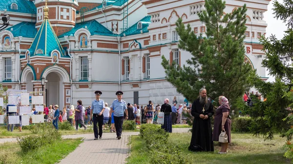 Omsk Rosja Lipca 2019 Procesja Religijna Centrum Miasta Poświęcona 1031Rocznica Zdjęcia Stockowe bez tantiem