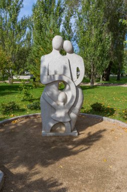 Omsk, Rusya - 12 Eylül 2019: Dzerzhinsky Meydanı