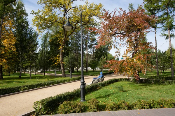 Omsk Russia September 2019 Dzerzhinsky Square — Stock Photo, Image