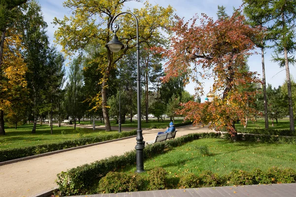 Omsk Rosja Września 2019 Plac Dzerzhinsky Zdjęcie Stockowe