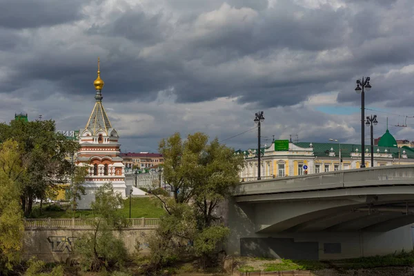 Omsk Rosja Września 2019 Plac Dzerzhinsky Obrazek Stockowy