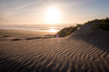 Fas 'ta günbatımı kumlu plaj