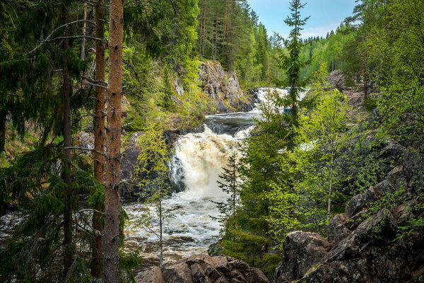 Kivach waterfall in Karelia, Russia