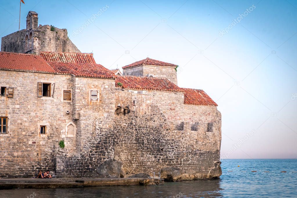 view of the fortress in the Old Town in Budva, Montenegro