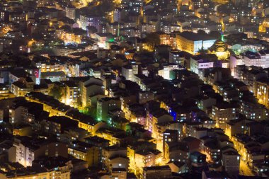İstanbul ve Türkiye 'de hava gece panoramik iş manzarası